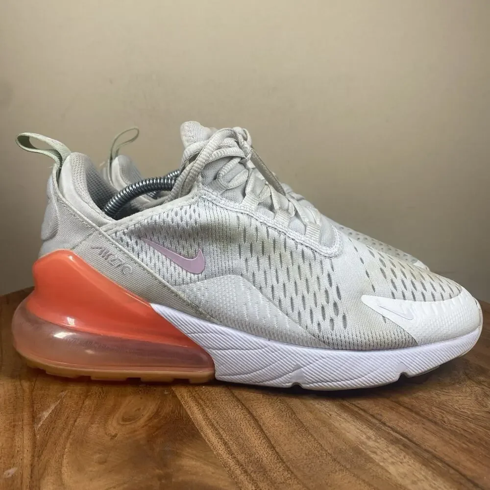 Nike Air Max 270 Womens White Orange Size 8.5 Athletic Shoes Sneakers 943345-113